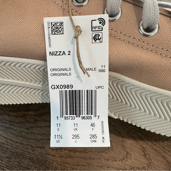 Adidas Men’s Nizza High-Top Sneakers in Pale Nude/Sand/Off White Sz 11.5 NIB - Picture 4 of 13